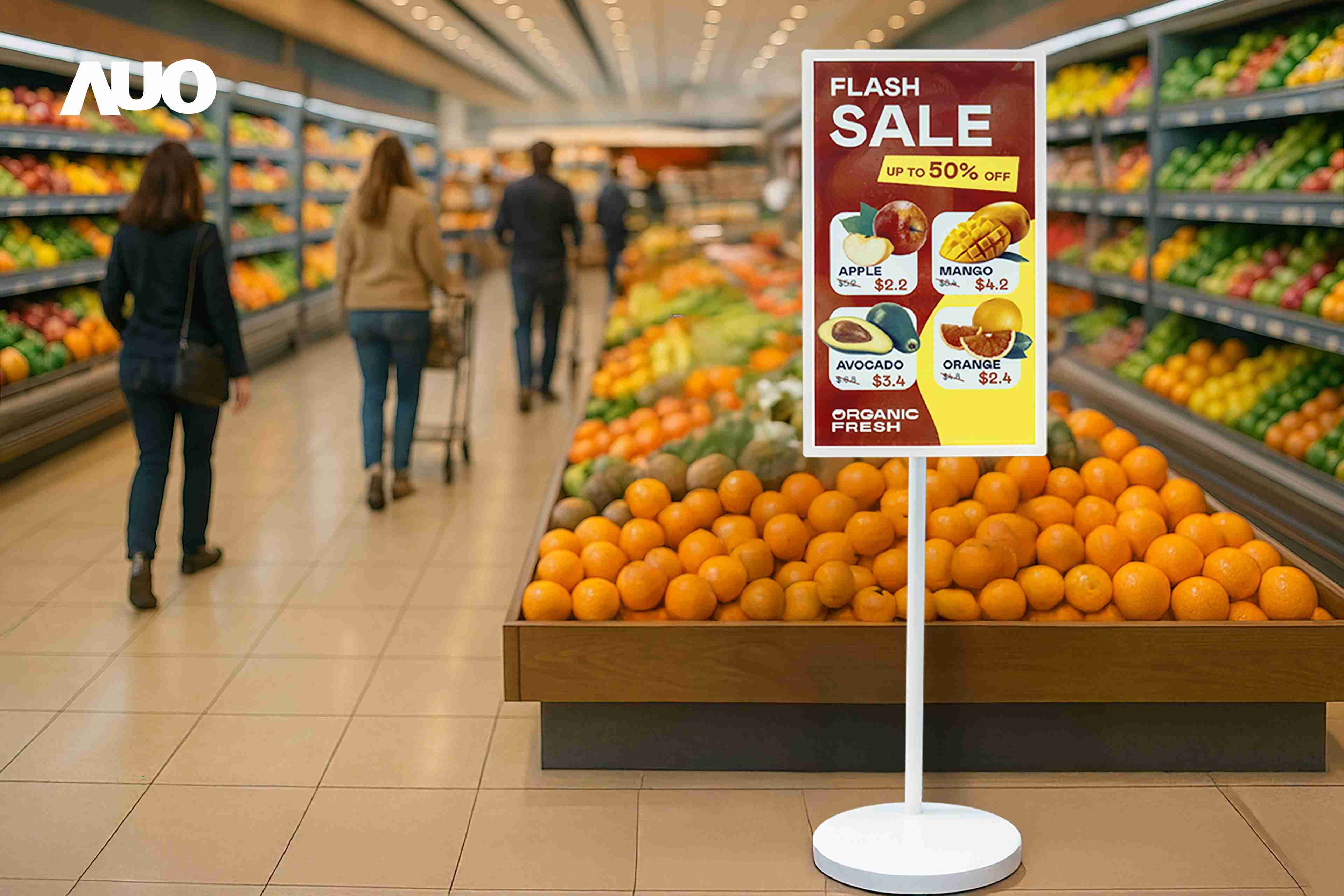 达擎首亮相低功耗、、全彩的〝aecoPost电子纸解决方案〞，，仅在更新画面时需要微量的电力驱动，，无需布建电线的便捷设计，，，使其可灵活应用、、随意置放，，并可透过云端或行动装置app，，，轻松管理及排程广告内容，，晋升店头营销利器。。。